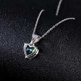 925 Silver Heart Pendant Necklace Multicolor Charm 16x8MM Women's Jewelry
