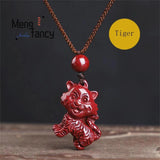 Cinnabar Purple Sand Chinese Zodiac Stone Pendant Jewelry