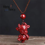 Cinnabar Purple Sand Chinese Zodiac Stone Pendant Jewelry