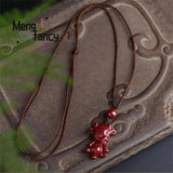 Cinnabar Purple Sand Chinese Zodiac Stone Pendant Jewelry
