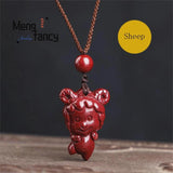Cinnabar Purple Sand Chinese Zodiac Stone Pendant Jewelry