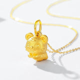 18k Solid Tiger Necklace Pendant for Women Yellow Chain Valentines Jewelry