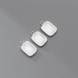 TrustDavis 925 Sterling Silver Rectangle Pendant DIY Necklace Accessories