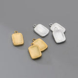 TrustDavis 925 Sterling Silver Rectangle Pendant DIY Necklace Accessories