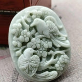 Lantian Jade Flowers and Birds Pendant Necklace Accessories Jewelry Amulets