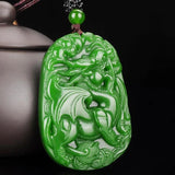 Green Hetian Jade Dragon pixiu Pendant Necklace Chinese Jadeite Jewelry