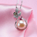 925 Silver Red & Yellow Zircon & Pearl Pendant Wedding Jewelry Women