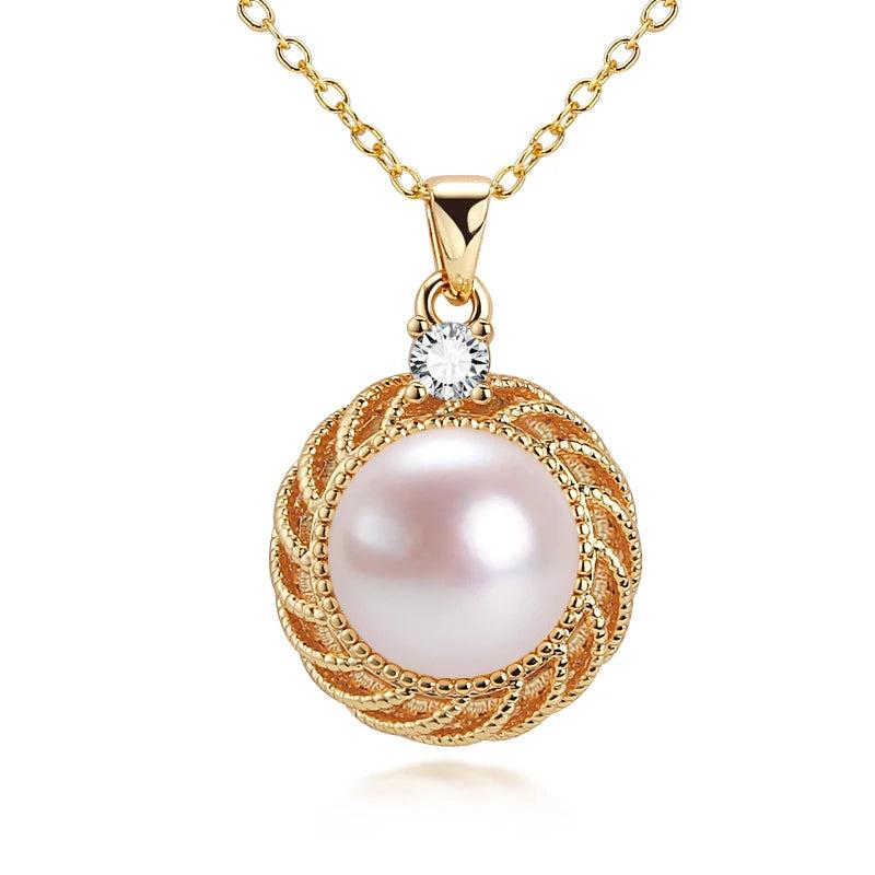 ZHBORUIN 14k Filled Choker Pendant Pearl Necklace