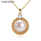 ZHBORUIN 14k Filled Choker Pendant Pearl Necklace