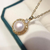 ZHBORUIN 14k Filled Choker Pendant Pearl Necklace