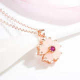 Pink Jade Flower Necklace Pendant Gemstones Charms Stone Natural Accessories