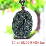 Jade Phoenix Pendant Chinese Charm Green Necklace