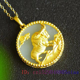 Chinese Jade Cattle Pendant Necklace 925 Silver Chalcedony Amulet
