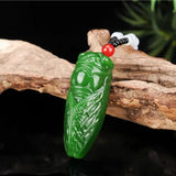 Green Jade Cicada Pendant Necklace Chinese Jadeite Amulet