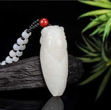 Green Jade Cicada Pendant Necklace Chinese Jadeite Amulet