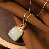 Hetian Jade Pendant Necklace 925 Silver Chalcedony Amulet