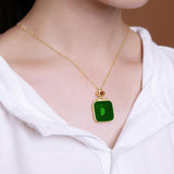 Hetian Jade Pendant Necklace 925 Silver Chalcedony Amulet