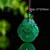 Green Chalcedony Double Pixiu Peace Buckle Pendant Charms Amulet
