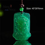 Green Chalcedony Double Pixiu Peace Buckle Pendant Charms Amulet