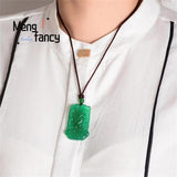 Green Chalcedony Double Pixiu Peace Buckle Pendant Charms Amulet