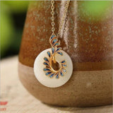Silver Hetian Jade Safety Buckle Pendant Cloisonne Phoenix Tail Necklace
