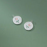 925 Silver Tulip Flowers Charm Pendant for DIY Necklace Bracelet DZ742