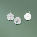 925 Silver Tulip Flowers Charm Pendant for DIY Necklace Bracelet DZ742