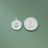 925 Silver Tulip Flowers Charm Pendant for DIY Necklace Bracelet DZ742