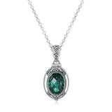 925 Silver Sachet Pendant with Green and Pink Crystals