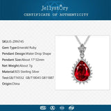 925 Silver Necklace with Water Drop Ruby Emerald Zircon Pendant