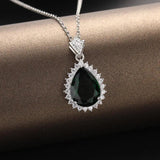 925 Silver Necklace with Water Drop Ruby Emerald Zircon Pendant