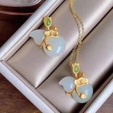 Jade Gourd Pendant Amulet Talismans 925 Silver Necklace Women Jewelry