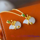 Jade Gourd Pendant Amulet Talismans 925 Silver Necklace Women Jewelry