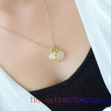 Jade Gourd Pendant Amulet Talismans 925 Silver Necklace Women Jewelry