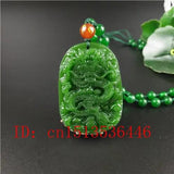 Natural Green Chinese Dragon Carved Jade Pendant Necklace Charm Jewellery