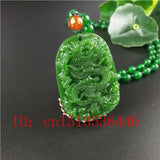 Natural Green Chinese Dragon Carved Jade Pendant Necklace Charm Jewellery