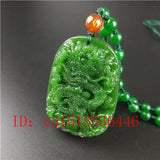 Natural Green Chinese Dragon Carved Jade Pendant Necklace Charm Jewellery