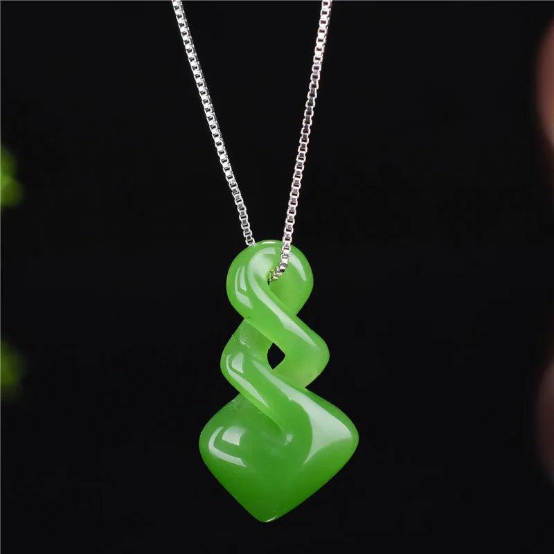 Natural Hetian Jade Green Pendant Hand-Carved Luck Amulet