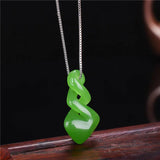 Natural Hetian Jade Green Pendant Hand-Carved Luck Amulet
