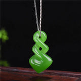 Natural Hetian Jade Green Pendant Hand-Carved Luck Amulet