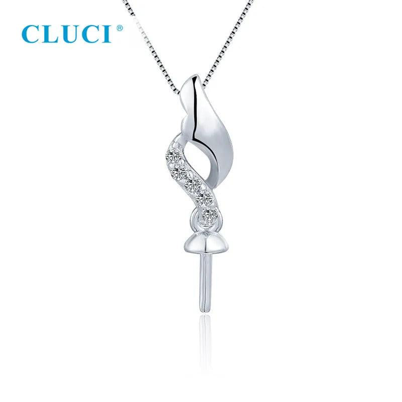 925 Silver Zircon Pendant Mounting for 7-8mm Pearl DIY Jewelry SP442SB