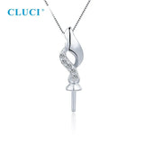925 Silver Zircon Pendant Mounting for 7-8mm Pearl DIY Jewelry SP442SB