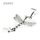 Dragonfly Shaped Pearl Pendant 925 Sterling Silver Jewelry
