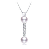 Natural Freshwater Pearl Pendant Zircon Necklace 925 Sterling Silver