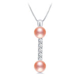 Natural Freshwater Pearl Pendant Zircon Necklace 925 Sterling Silver