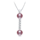 Natural Freshwater Pearl Pendant Zircon Necklace 925 Sterling Silver