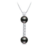 Natural Freshwater Pearl Pendant Zircon Necklace 925 Sterling Silver
