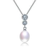 925 Silver Zircon Pendant Freshwater Pearl Necklace