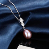 925 Silver Zircon Pendant Freshwater Pearl Necklace