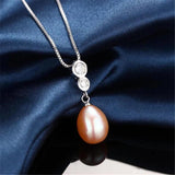 925 Silver Zircon Pendant Freshwater Pearl Necklace